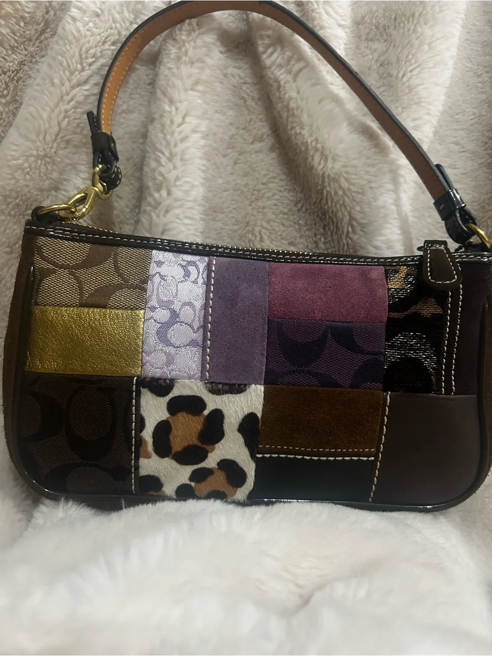 Coach Y2K Purple Patchwork Demi ShoulderBag 7071